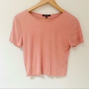 Ambiance Lettuce Edge Short Sleeve Crop Top